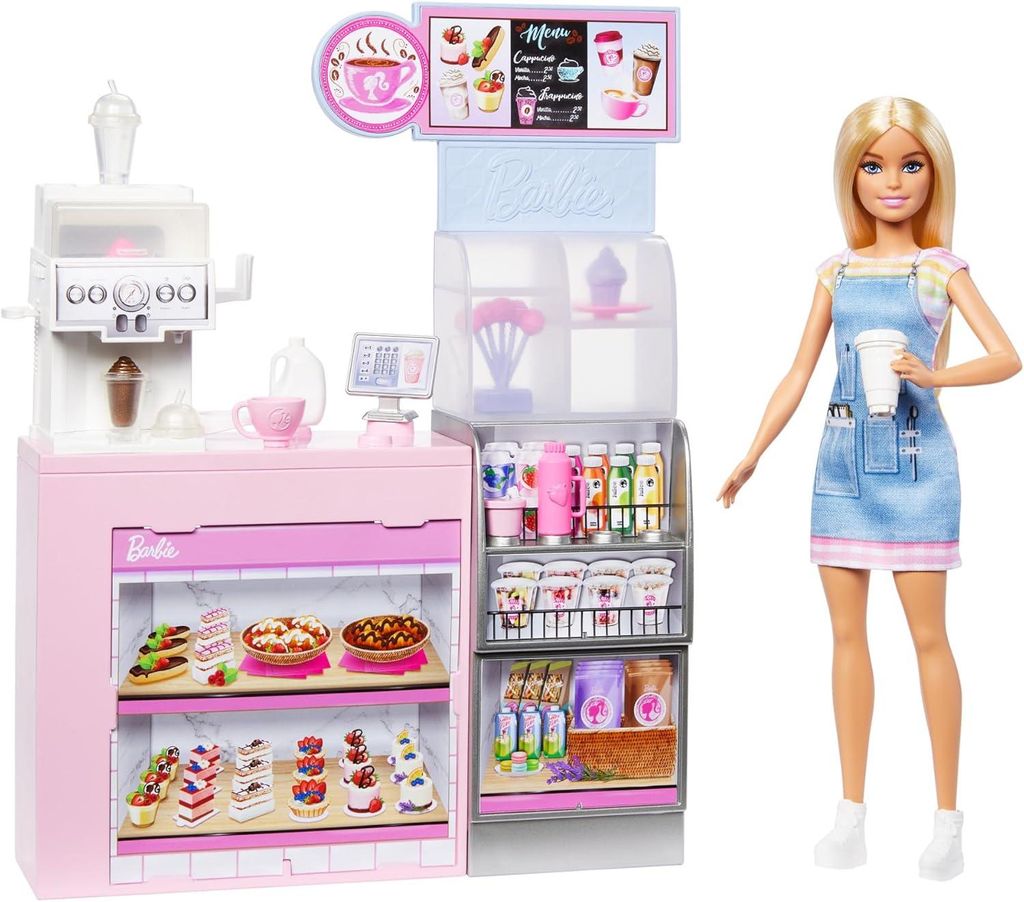 Barbie Naschcafé Spielset mit blonder Barista-Puppe, Produktbild 