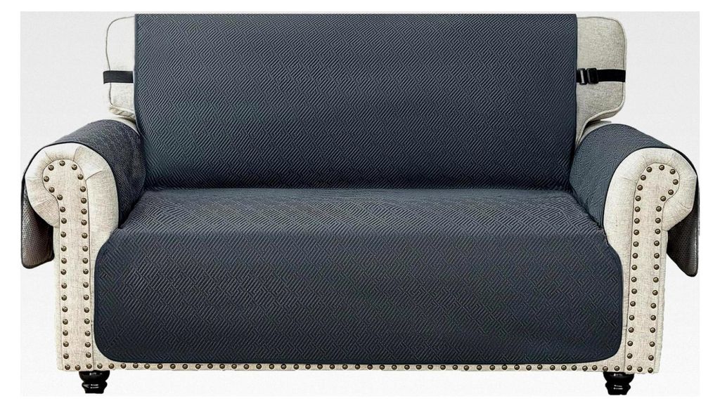Sofaüberzug für 2-Sitzer, Sofabezug mit Armlehne, rutschfester Couchüberzug für Haustiere, langlebiger Sofaschoner, anti-fleck Couchbezug, dunk...