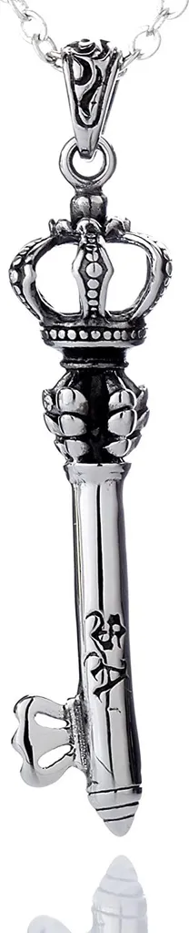 Ciondolo Chiave Medievale Acciaio Nero P544 - Collana Uomo Gotica