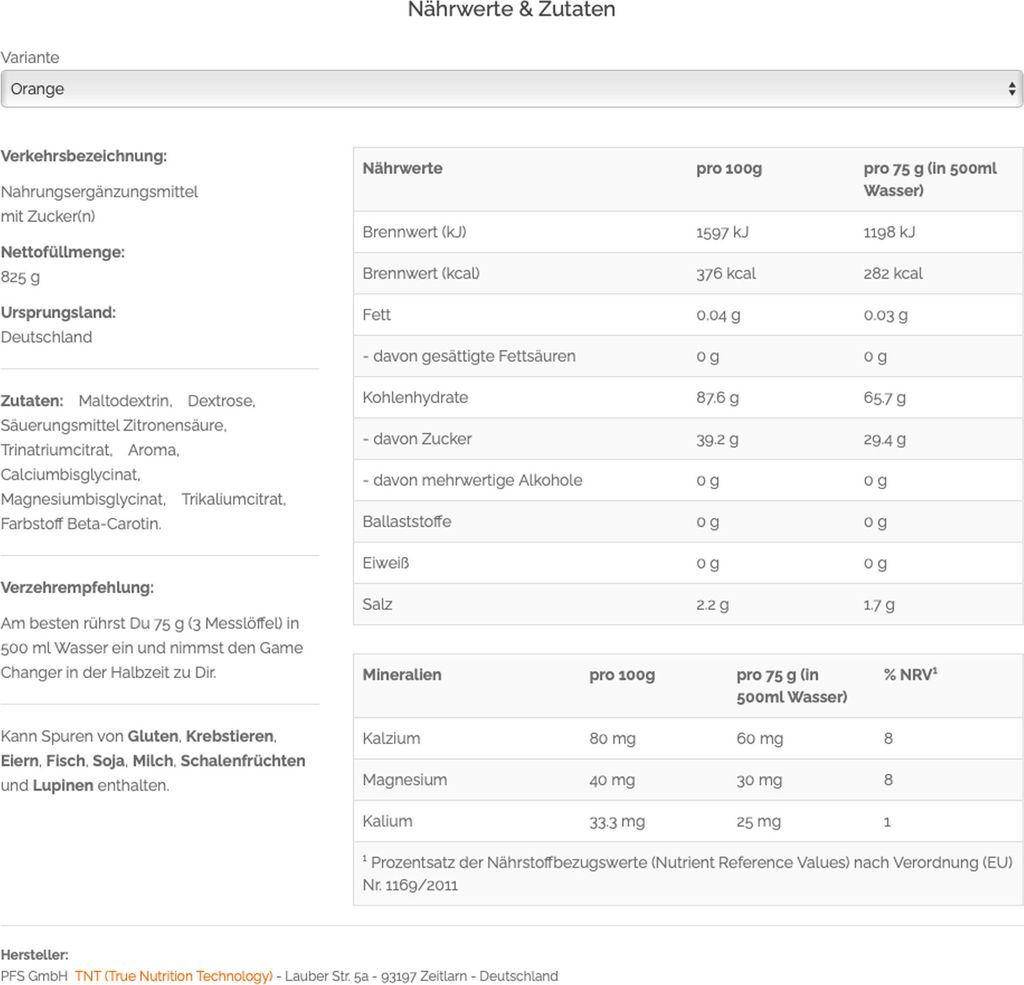 TNT Game Changer Elektrolyte für dein Ausdauertraining mit Produktbild 2