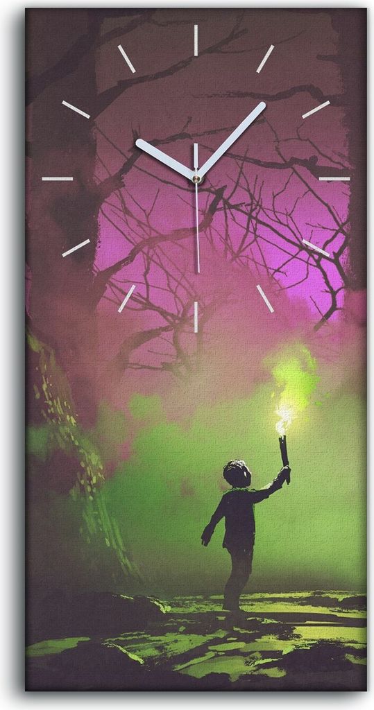 Wandbild Leinwand Bilder mit Uhr Kunstdruck 30x60 Spinnen Horror Wald - weiße Hände