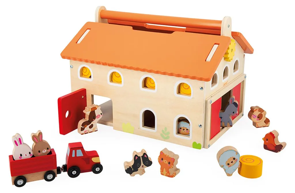 Ferme en bois avec accessoires Janod - Premier set d'éveil pour enfant