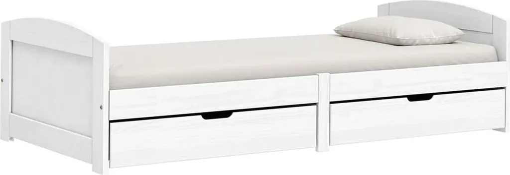 Lit enfant blanc laqué 90x190 MARIA 8818B avec tiroirs gain de place