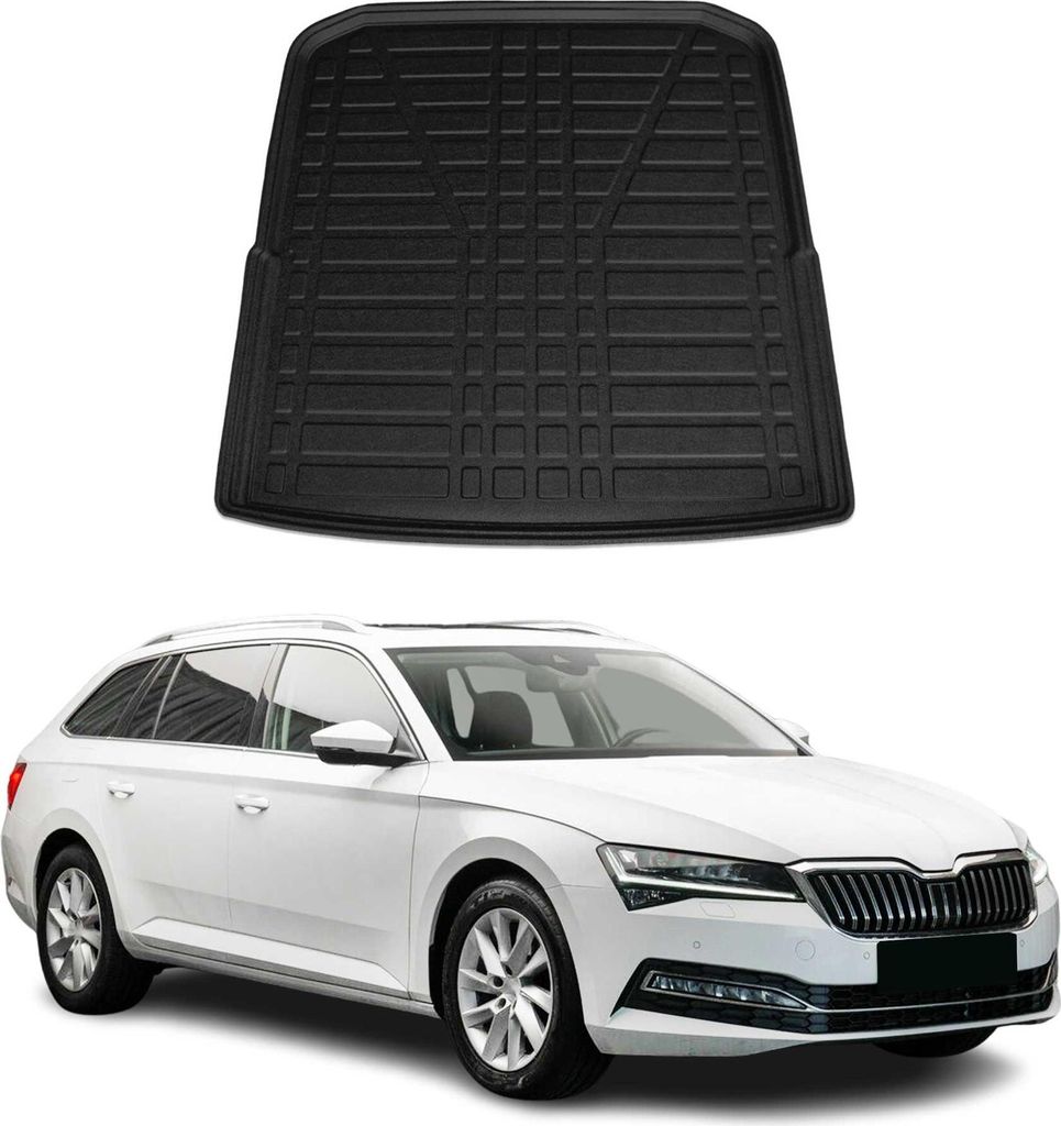 Kofferraumwanne Laderaumwanne für Skoda Superb Kombi 2015-2025 Gummi TPE Schwarz