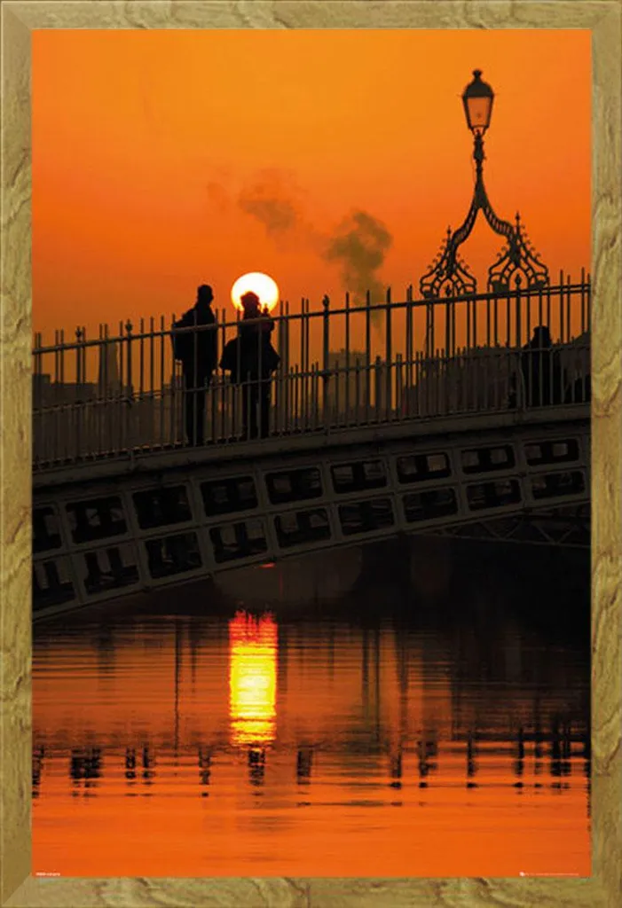 Dublino - Poster - Halfpenny Bridge Portrait + cornice rimovibile, Shinsuke® Maxi MDF oak, vetro acrilico