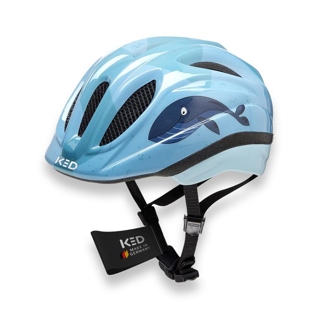 KED Meggy II Trend I Kinder Fahrradhelm Insektenschutznetz Integriertes LED-Rücklicht maxSHELL Technologie Farbe: whale glossy Größe: 52-58 (M)