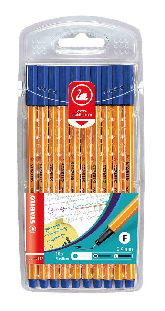 Fineliner - STABILO point 88 - 10er Pack - blau Produktbild 