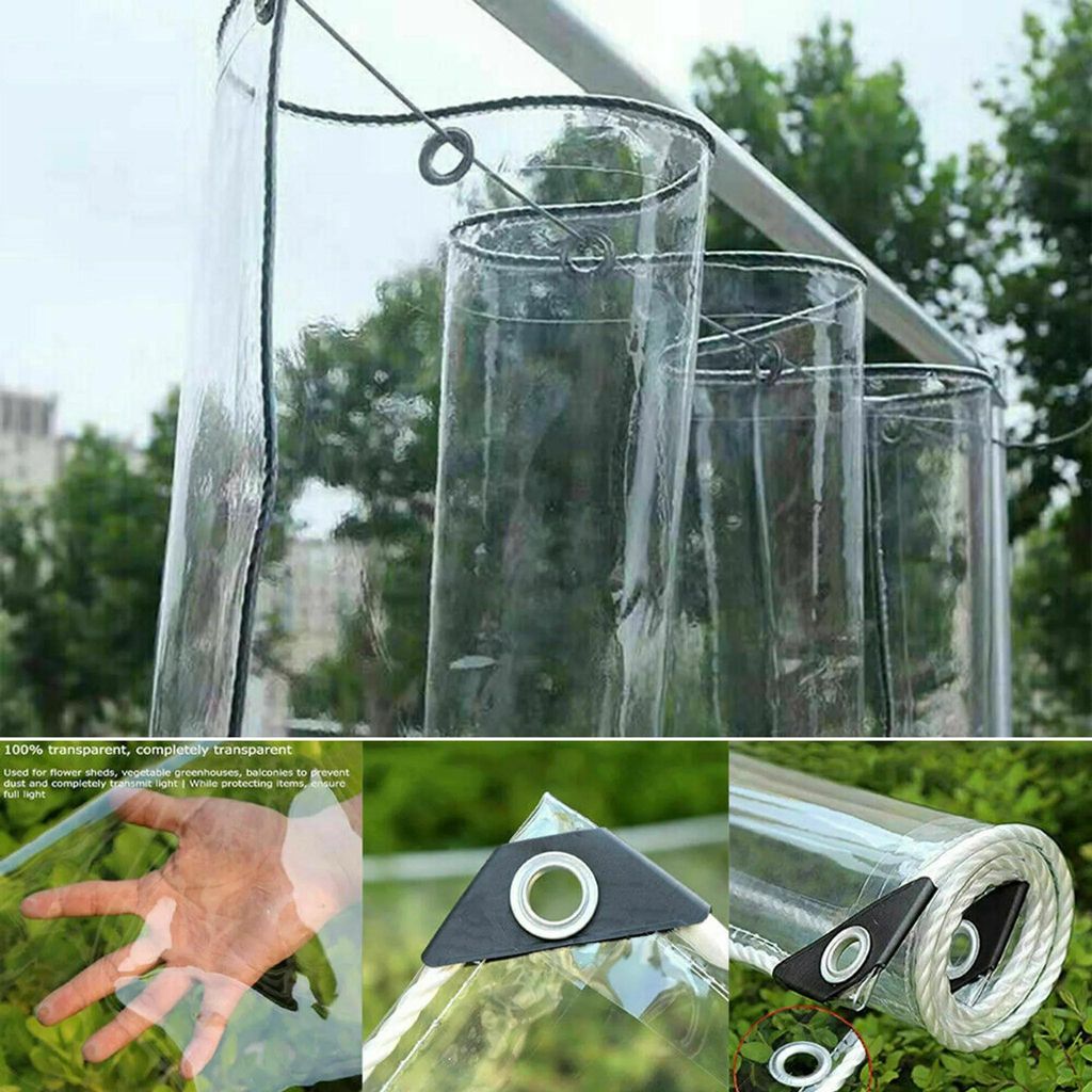 Wasserdichte Klare PVC Plane Tarps Pflanzenschutz Regen-Vorhänge Abdeckplane, 2mx3.5m Schutzplane Für Gartenmöbel, Kältebeständig, Regenfest, ...