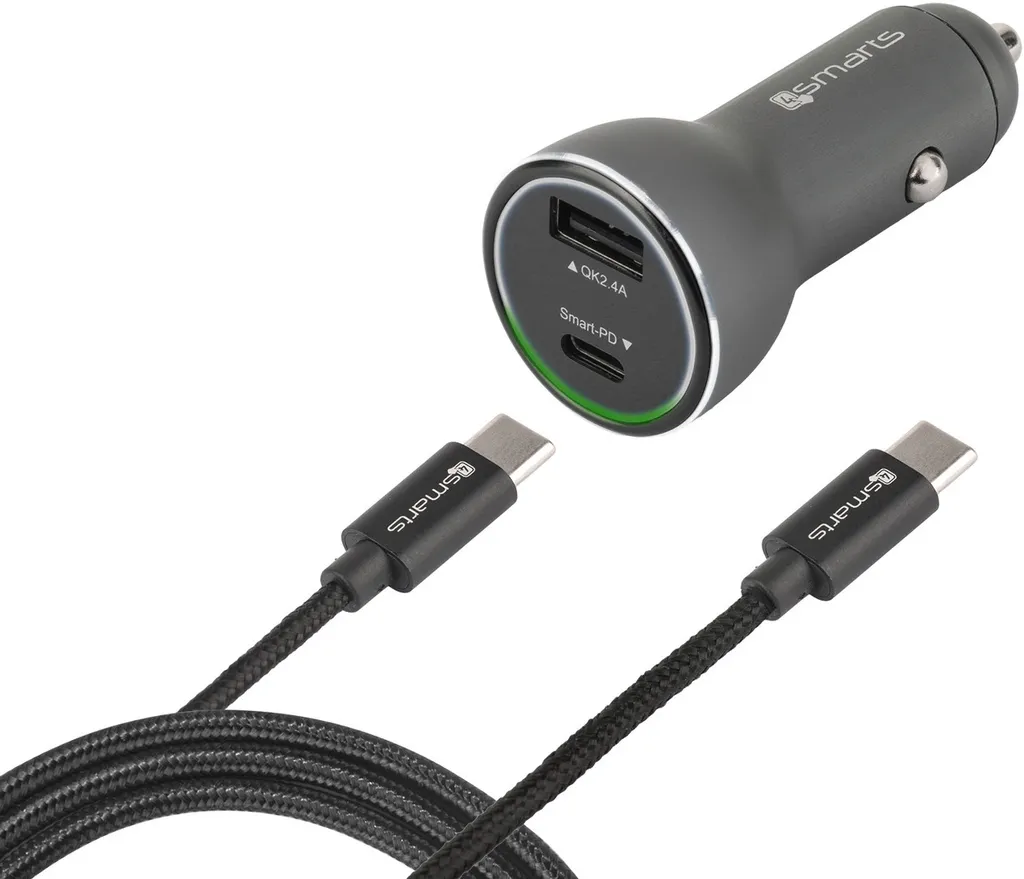 Chargeur Allume-Cigare USB-C 4smarts iPD avec Câble de Charge Inclus