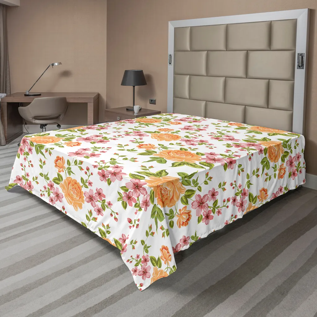 Drap de Dessus pour Lit Double 260x228 cm - Décoration Florale Mariage