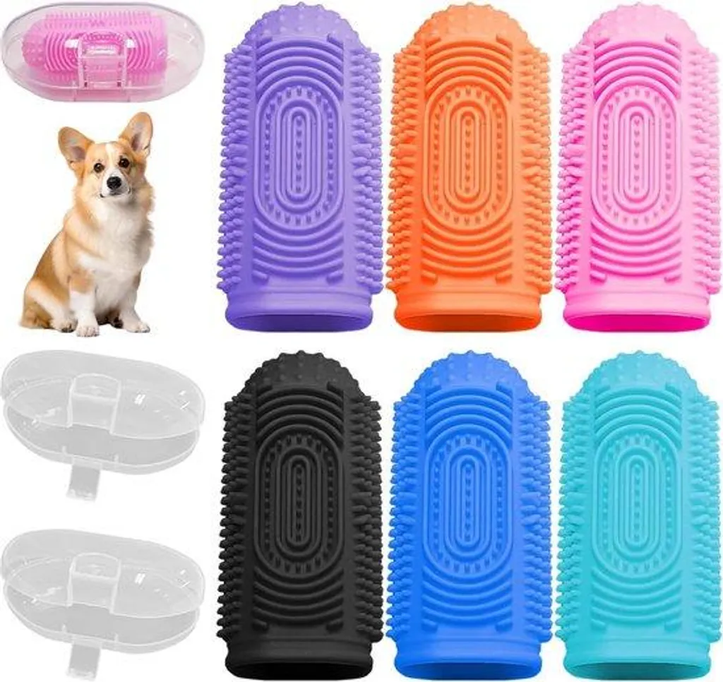 Kit brosses à dents souples pour animaux avec boîte de rangement pratique