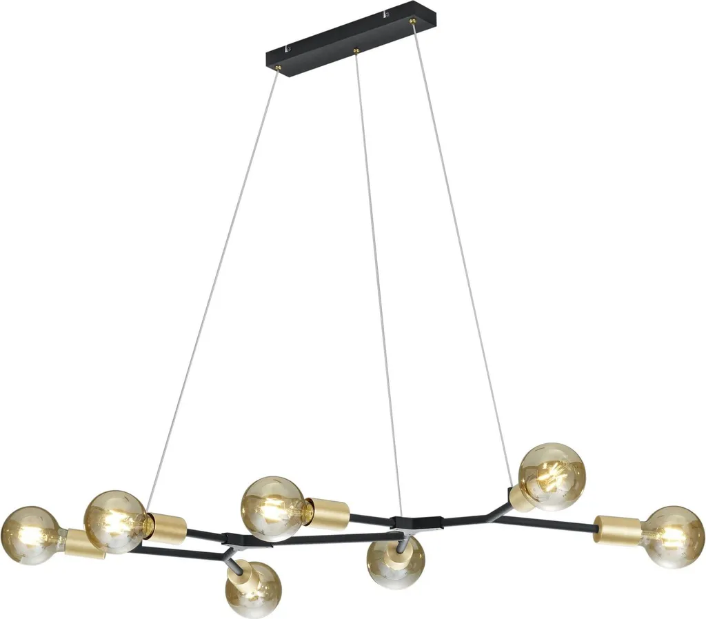 TRIO CROSS Lampada a Sospensione Nero Opaco 6 Luci Vintage - 91x150cm