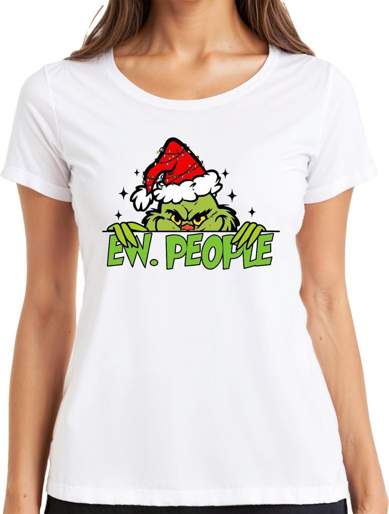 EW. PEOPLE Weihnachtsgrinch sarkastisch Weihnachten Geschenk Damen T-Shirt, Weiß, XL