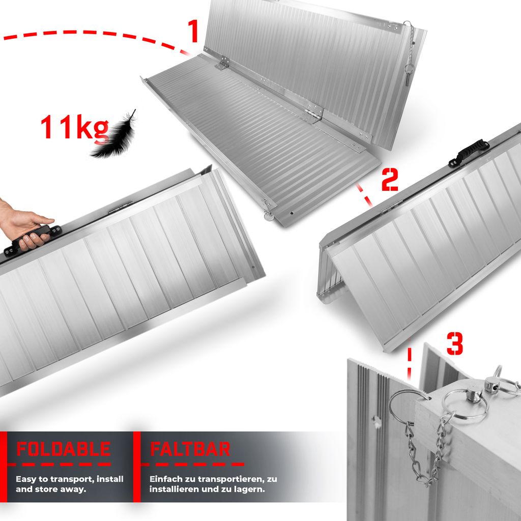 Jago® Rollstuhl rampe - Aluminium, Klappbar, versch. Größen Produktbild 4