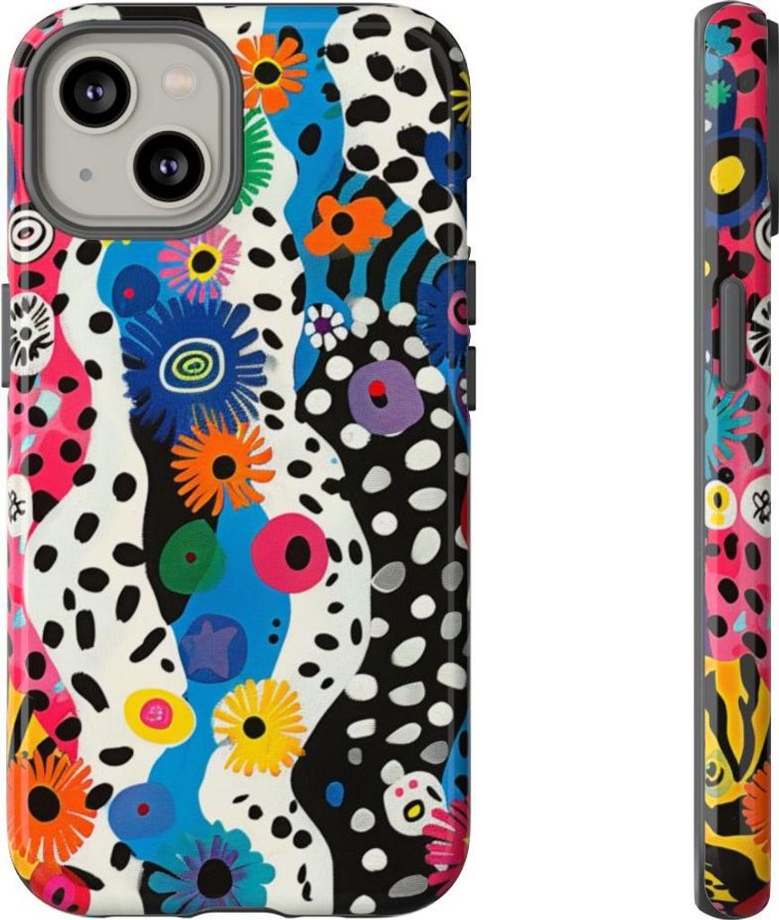 Buntes Zebra-Muster mit abstrakten Blumen – Hülle Kompatibel mit iPhone 14