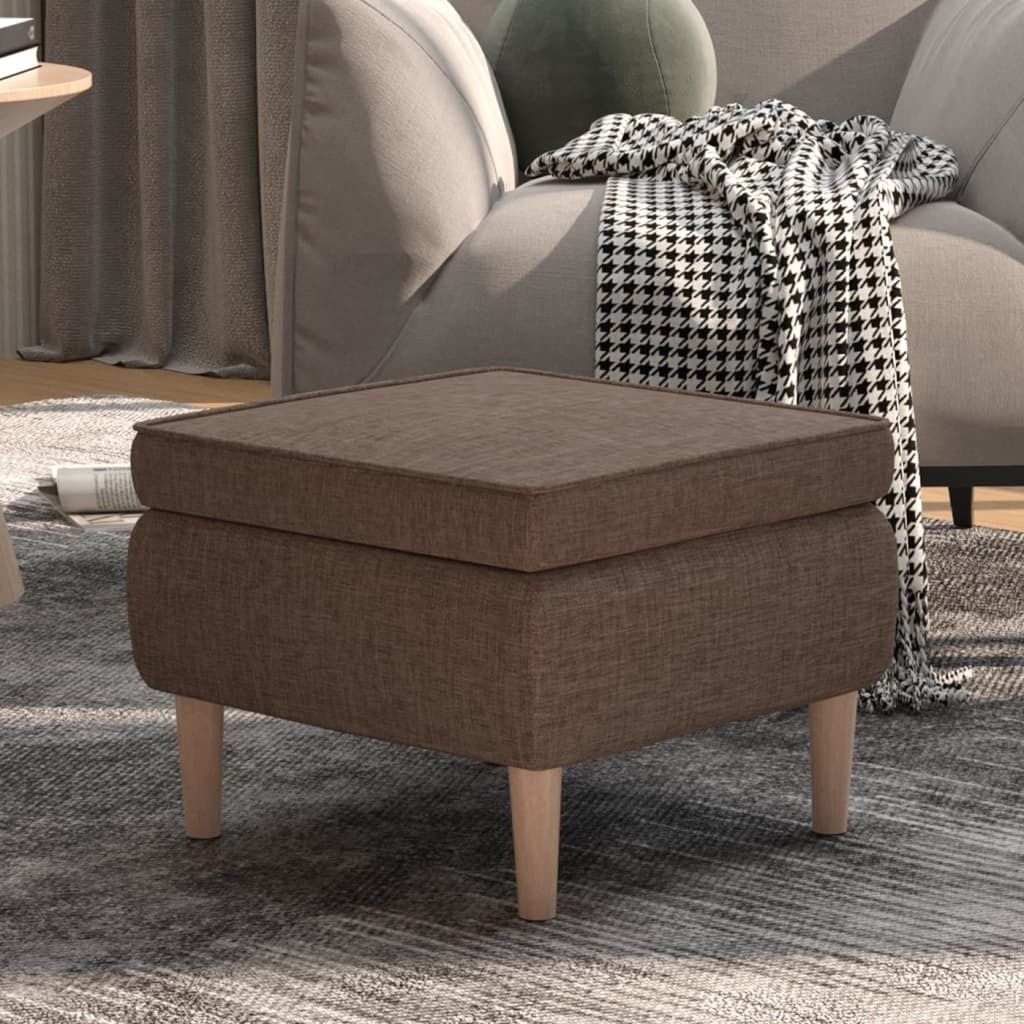 The Living Store Hocker mit Holzbeinen Taupe Stoff