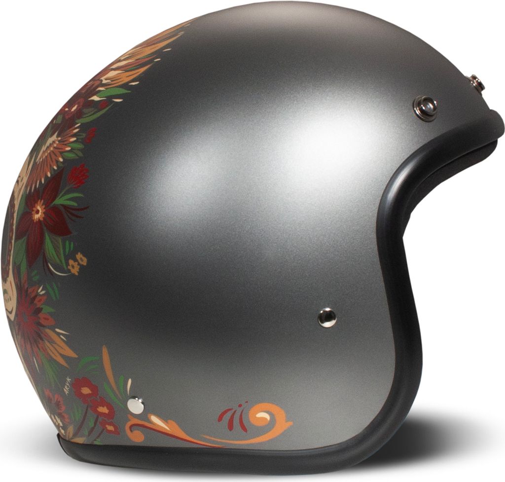 Jet Helm Cafe Racer DMD RETRO Skull Grau Matt größe XS