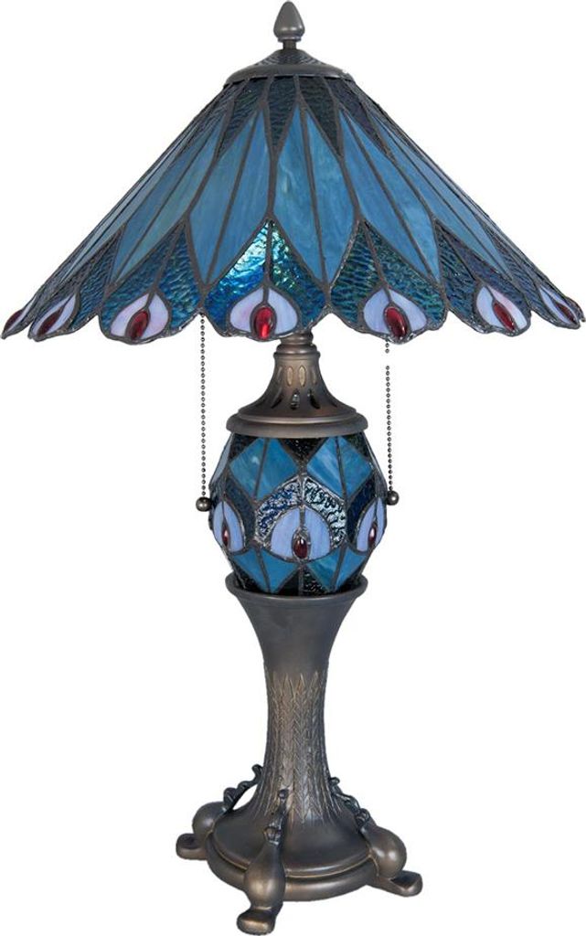 Clayre & Eef Tiffany Tischlampe Ø 40x65 cm Blau Rot Glas