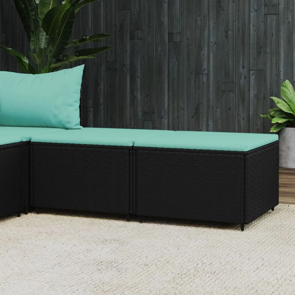 Sgabelli da Giardino The Living Store 2 pz Poly Rattan Nero + Cuscini
