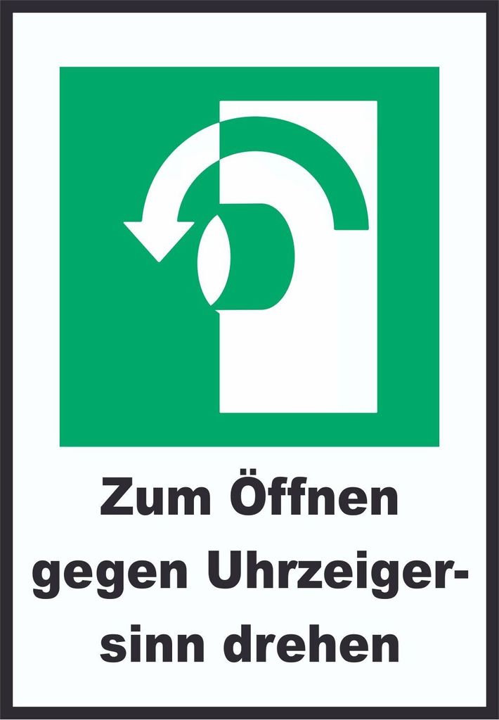 Zum Öffnen gegen Uhrzeigersinn drehen A5 Rückseite selbstklebend Schild