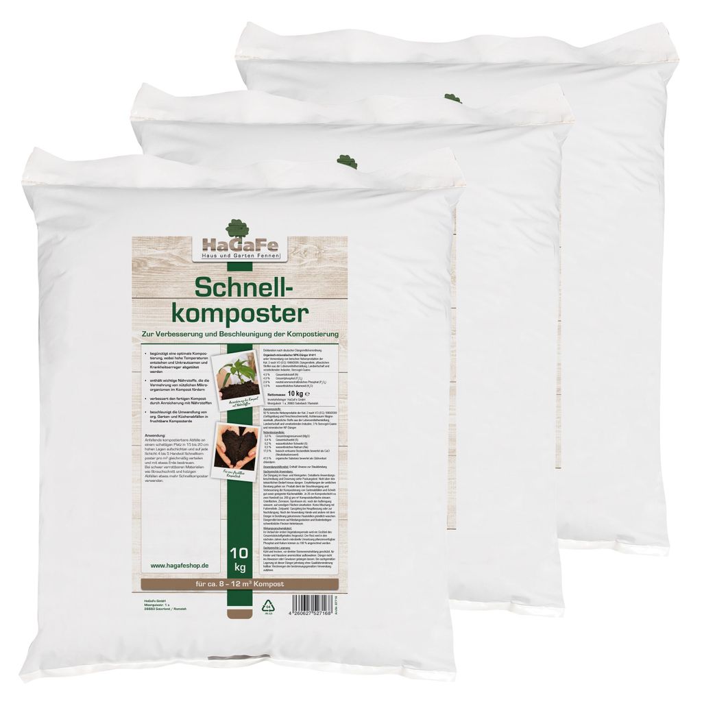 HaGaFe Schnellkomposter, 3 x 10 kg, Kompostbeschleuniger, Produktbild 