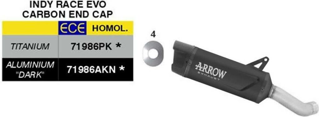 ARROW Indy Race EVO Schwarze Aluminium Slip-On Auspuffanlage Genehmigt für Kawasaki Z 900