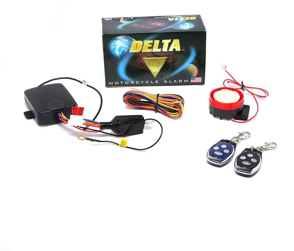 Mucola Motorrad Alarmanlage inkl. 2 Handsender Handsender: 46 Farbe: schwarz + blau-chrom – Diebstahlschutz mit Fernstart, Erschütterungssensor,...