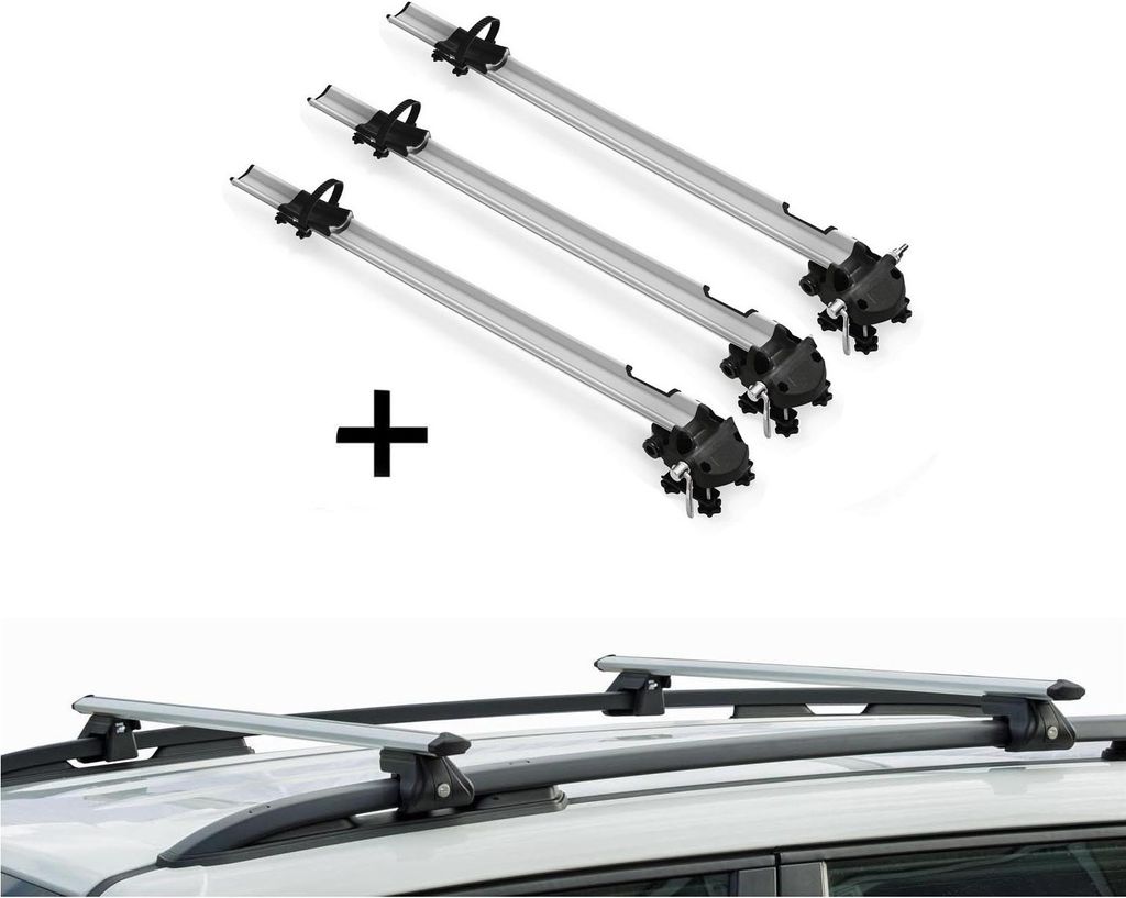 VDP 3X Fahrradträger Bike Pro + Relingträger CRV120A kompatibel mit für Mercedes Classe E Kombi 96-09