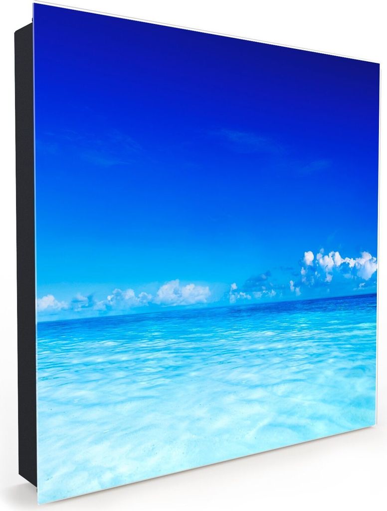 Nachbildung-Schlüsselkasten, Magnetpinnwand und Memoboard mit Glasfront Motiv Paradiesisches Meer