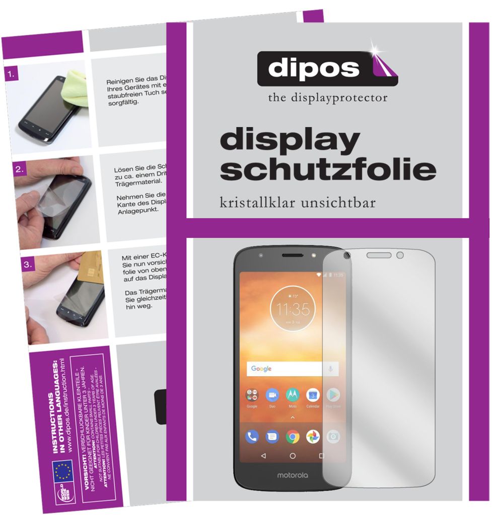 2x Schutzfolie für Motorola Moto E5 Play MSM8917 klar Displayschutzfolie Folie