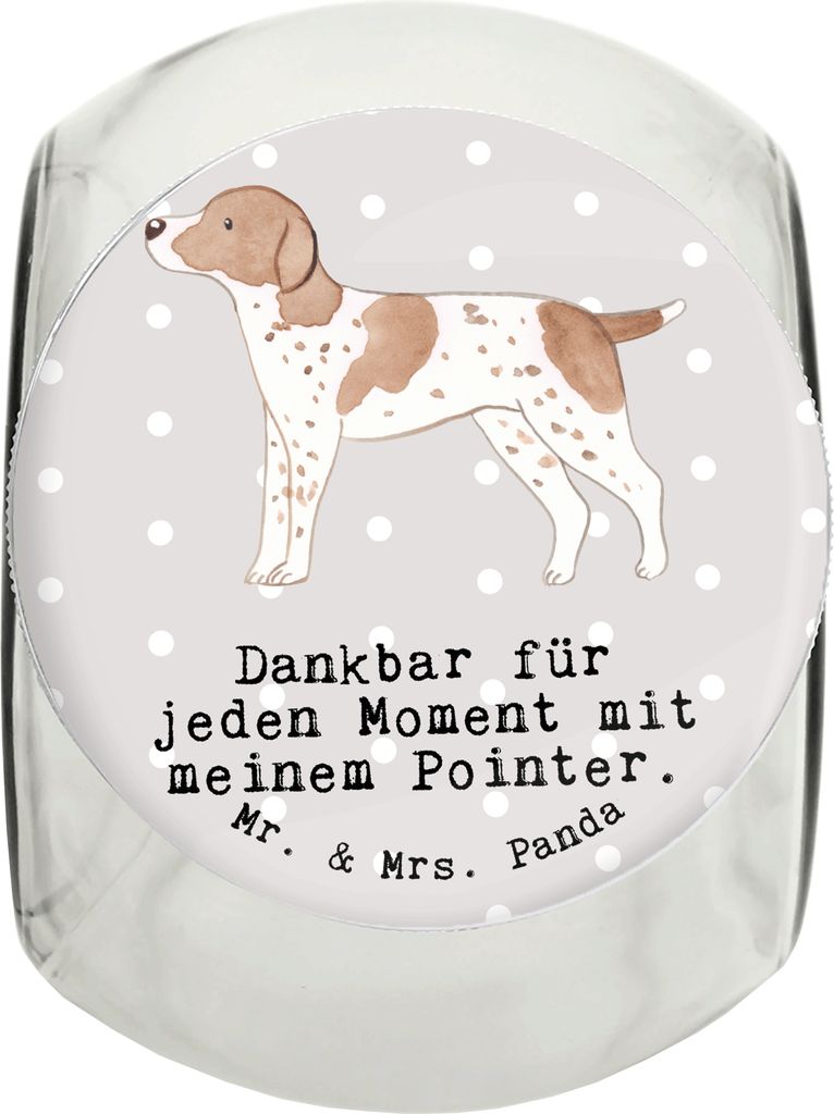 Mr. & Mrs. Panda Dose Pointer Moment XL 2000ml - Grau Pastell - Geschenk, English, Vorratsbehälter, Keksdose, glasbehälter, Snackdose, schraubglas