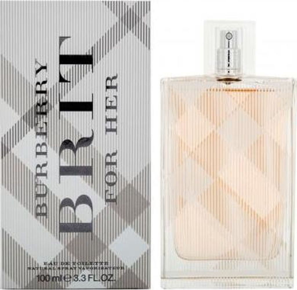 A box of Burberry Brit eau de Toilette for women and a bottle of the perfume.