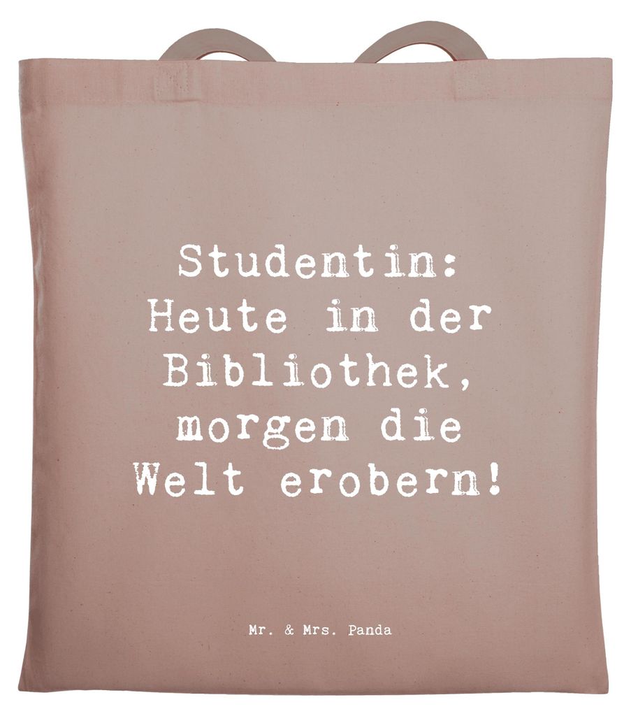 Mr. & Mrs. Panda Jutebeutel Spruch Studentin Traumwelt - Braun Pastell - Geschenk, kreative Geschenke, Geschenkideen, für Berufstätige, Freude ma...