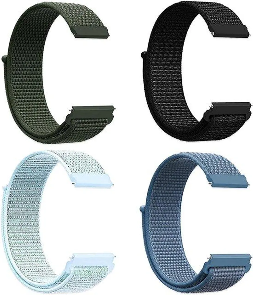 Bracelet de montre en nylon tressé 20mm/22mm lot de 4 pièces multicolores