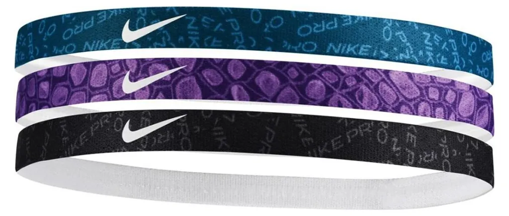 Bandeau de Sport Nike Lot de 3 Accessoires Cheveux Noir Violet et Bleu