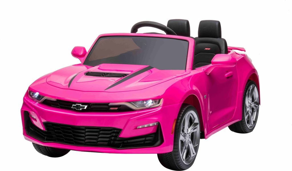 Kinder-Elektroauto Chevrolet Camaro, rosa, Originallizenz, 12V Batterie, öffnende Türen, Sitzfläche aus Kunstleder, 2x 35W Motor, LED-Leuchten, ...