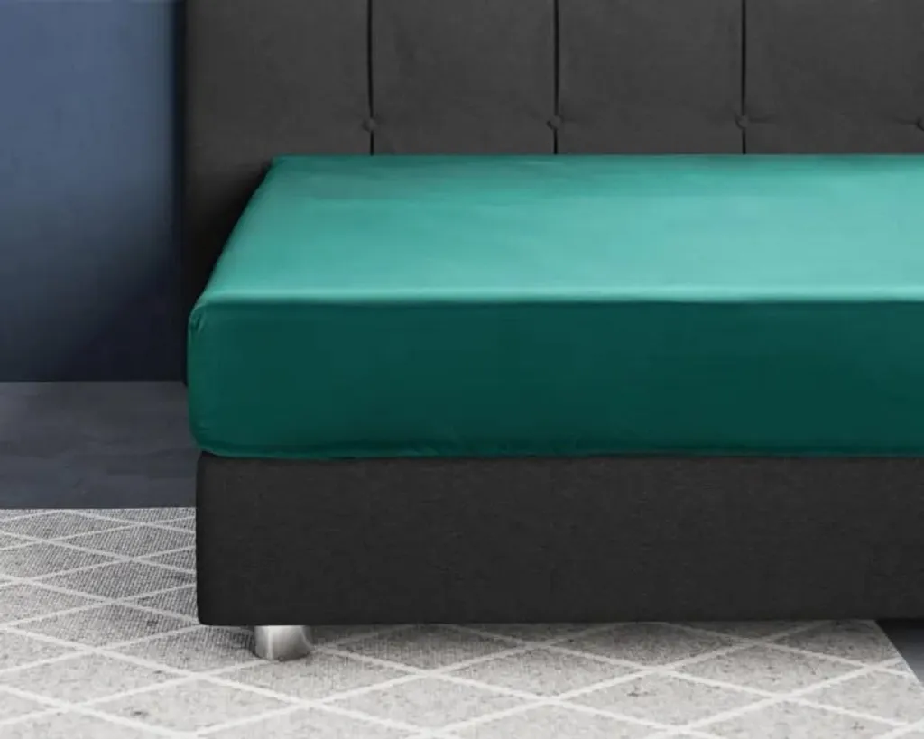 Lenzuolo Verde Scuro Primaviera Deluxe 180x220 - Raso di Cotone