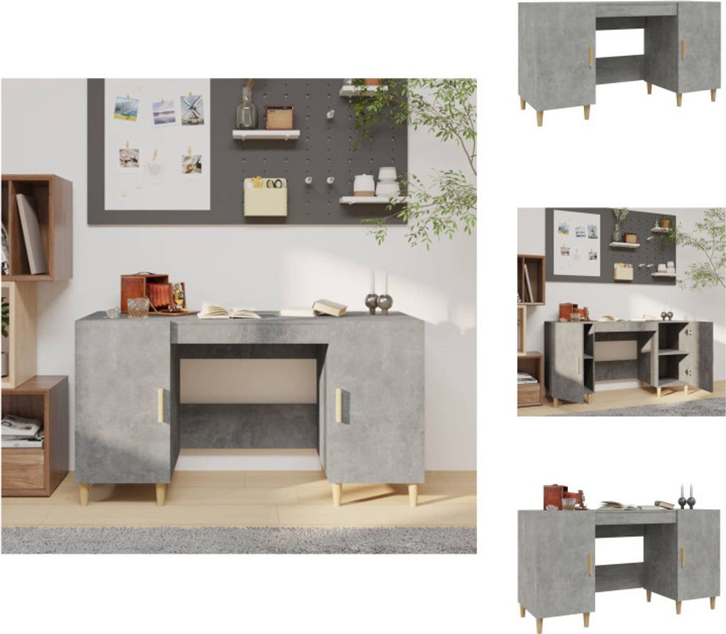 vidaXL Schreibtisch Betongrau 140x50x75 cm Holzwerkstoff - Schreibtische