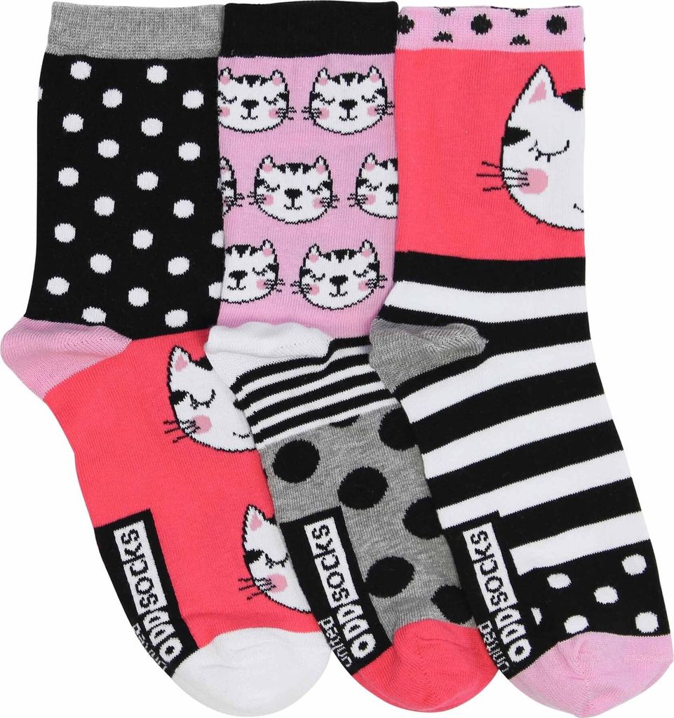 Katzen Oddsocks Socken in 37-42 im 3er Set Produktbild 