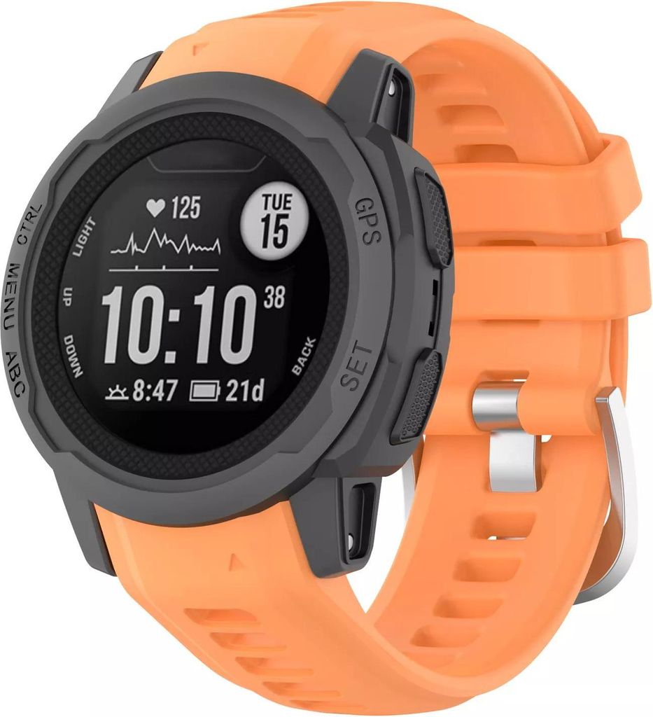 Strap-it Silikon-Smartwatch-Armband mit Schnallenverschluss - passend für die kleinere Garmin Instinct 2s (orange)