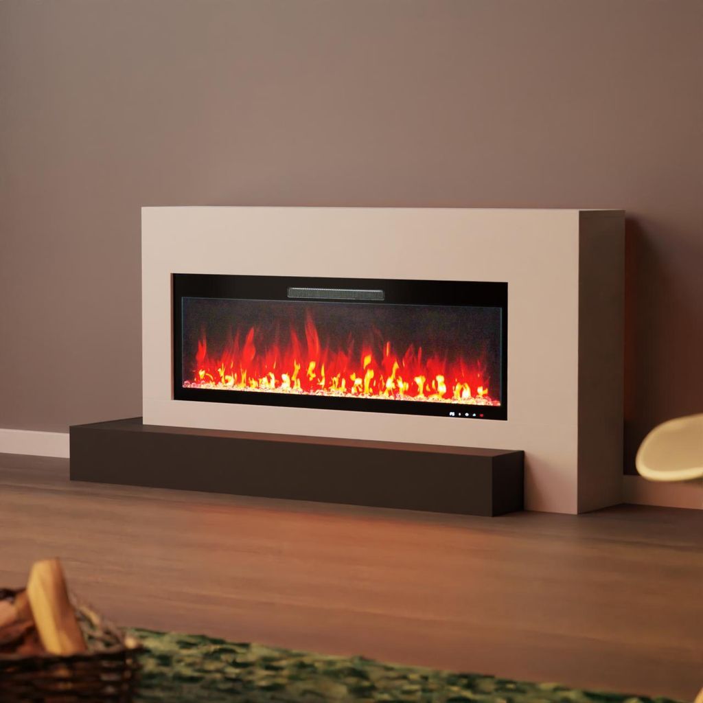 Glow Fire Elektrokamin 'Hestia 106 Links Weiss' | LED Standkamin mit Heizung (1500 W) | HxBxT: 75x149x40 cm