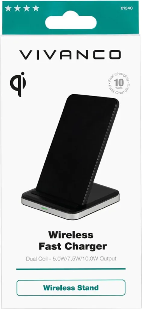 Chargeur rapide sans fil Fast Charging Aluminium Noir pour Smartphone