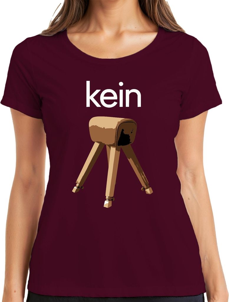 Kein Bock Turnen Gymnastik Turner Lustig Sarkasmus Humor Damen T-Shirt, Burgundy, XXL