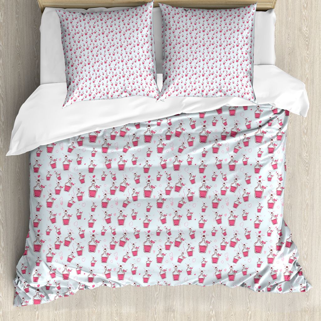 ABAKUHAUS Alchimie Bettbezug Set für Einzelbetten, Elixier der Liebe Doodle, Milbensicher Allergiker geeignet mit Kissenbezug, 155 cm x 220 cm - 8...