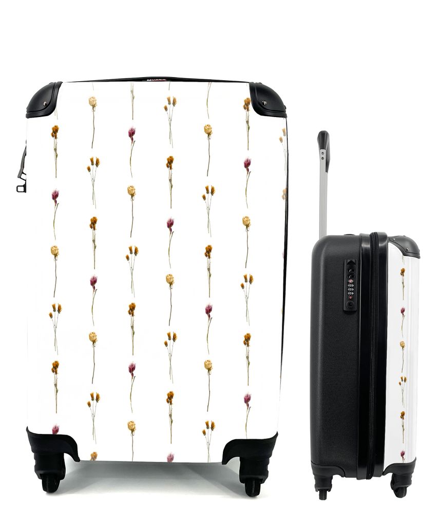 MuchoWow Koffer Handgepäck Trolley Rollkoffer Kleine Reisekoffer mit 4 Rollen - Blumen - Farben - Illustration - Cabin Size < 55x40x23 cm & 55x4...