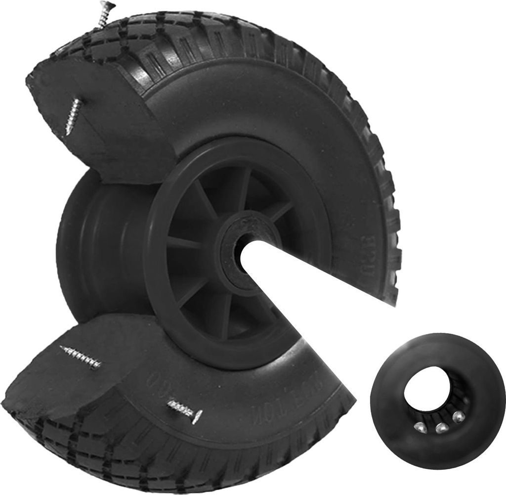 Sackkarrenrad PolyurethanRad 260x85 mm 3.00-4 75 mm zentrierte Nabe Ø 20 mm schwarz Vollgummi Bollerwagen