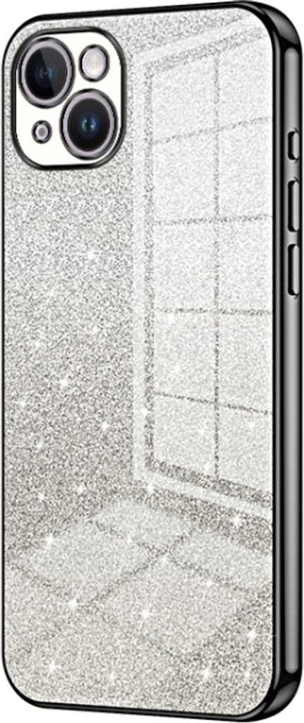 Für iPhone 14 Plus Gradient Glitter Powder Galvanisiertes Telefongehäuse (Black)