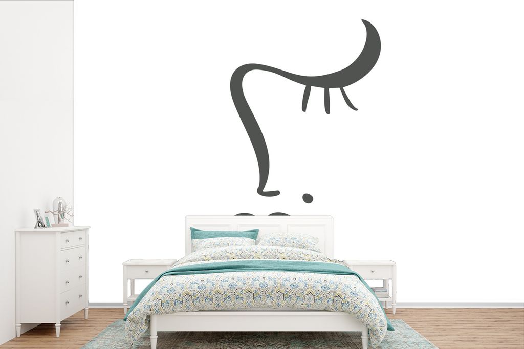 MuchoWow Fototapete für Wohnzimmer oder Schlafzimmer Wandtapete Vinyl Motivtapete Gesicht - Abstrakt - Schwarz - Weiß - 450x300 cm - Gemusterte