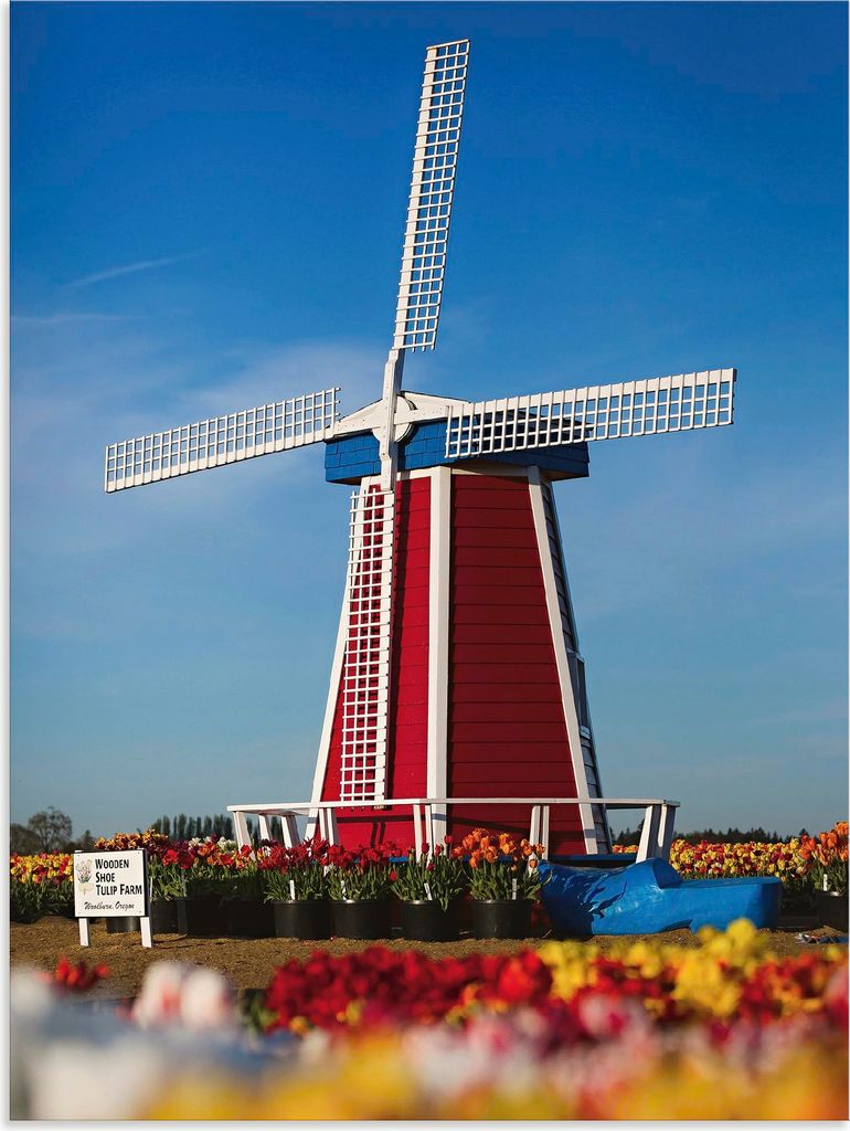 ARTland Wandbild Alu für Innen & Outdoor Windmuehle in Zeeland - Niederlande Größe: 45x60 cm