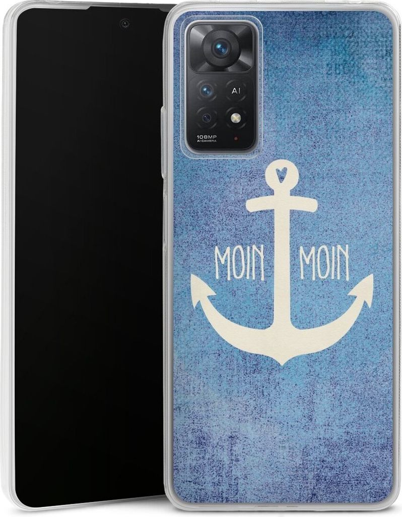 DeinDesign Slim Hülle für Xiaomi Redmi Note 11 Pro 5G Silikon Case Ultra Dünn Handyhülle Anker Blau maritim